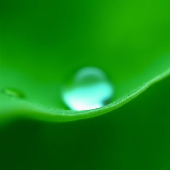 Simbolo di una goccia d'acqua pulita su una foglia verde, rappresentante l'impegno ecologico di Taiga Lavaggio.